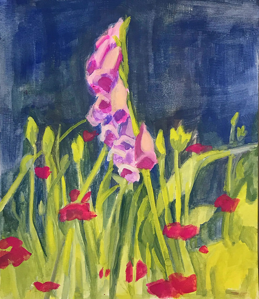 gouache study of foxglove