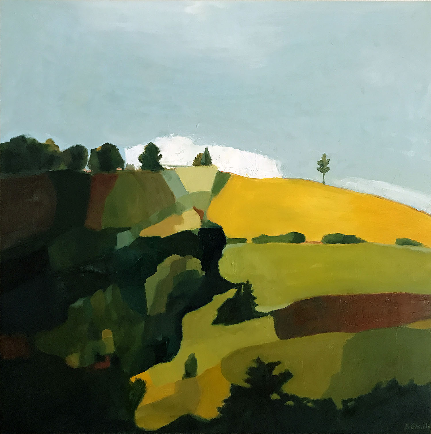 Oil painting, Hilltop, by Bridgette Guerzon Mills