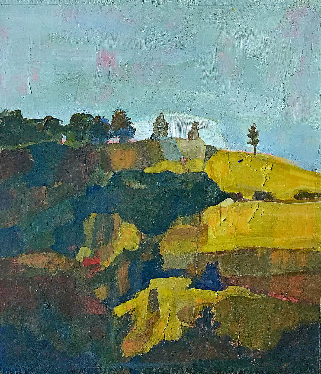 On the Hilltop, gouache painting by Bridgette Guerzon Mills