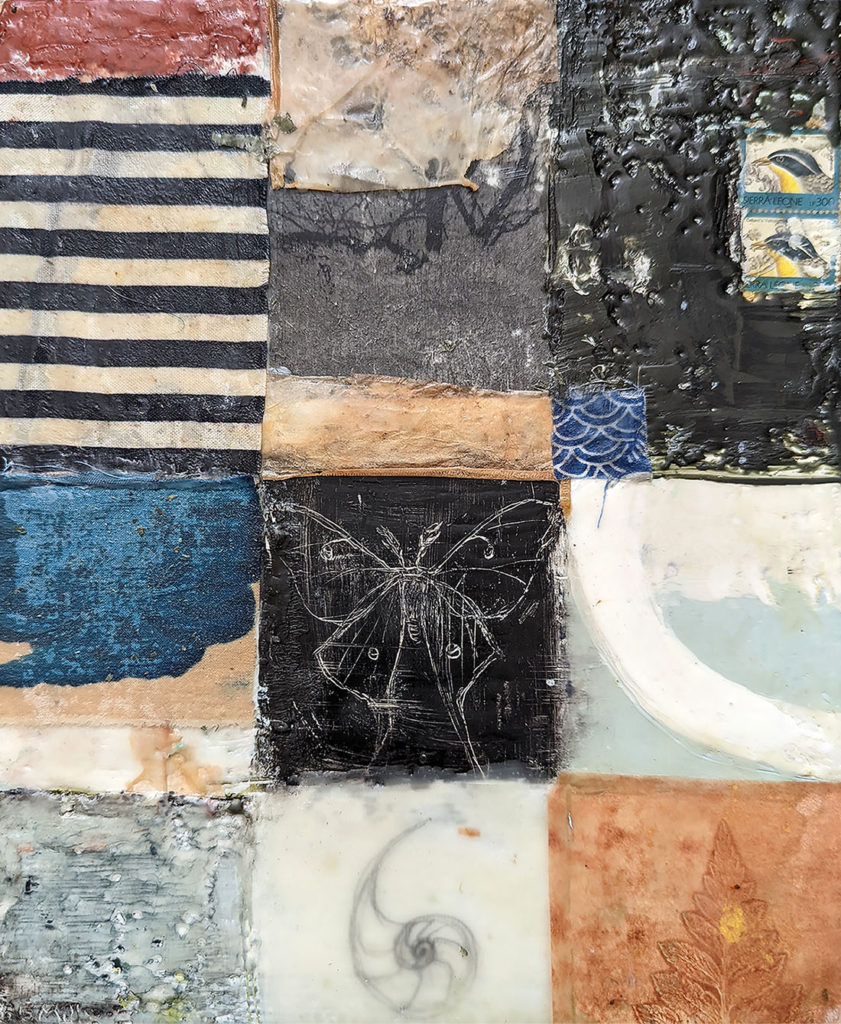 Balance Between the Seen and Unseen, an encaustic mixed media painting by Bridgette Guerzon Mills.