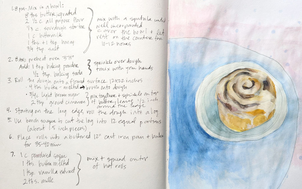 illustrated recipe of Sourdough Cinnamon Rolls