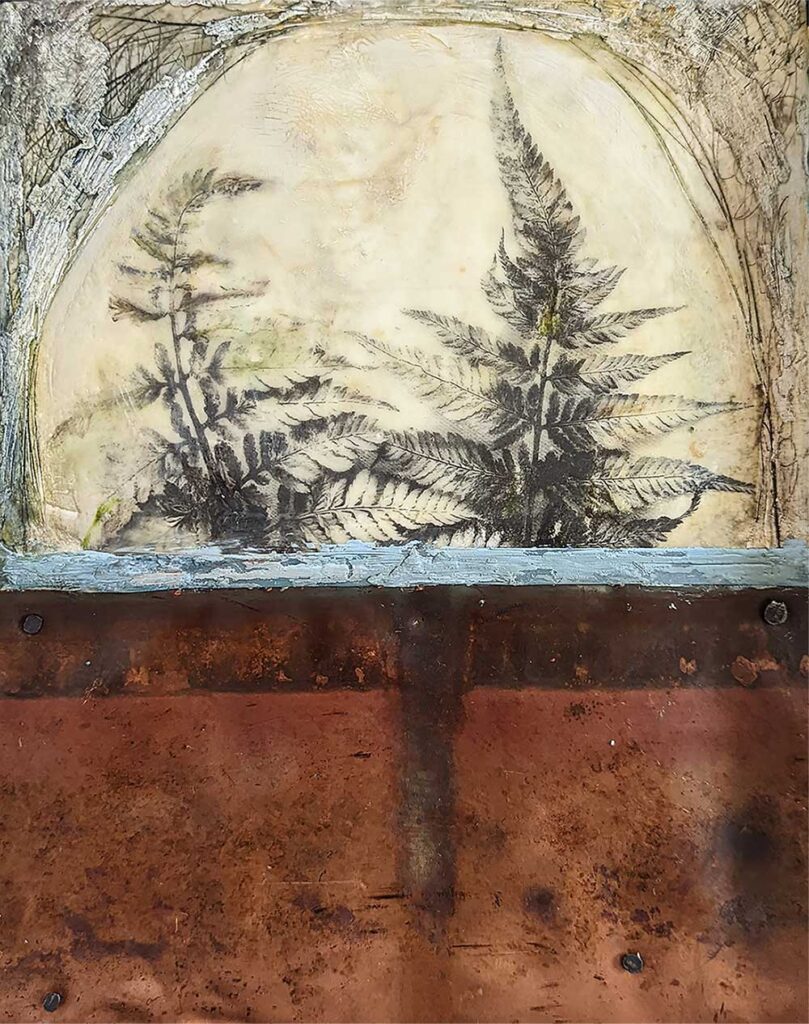 encaustic mixed media, Cultivating Resilience, by Bridgette Guerzon Mills