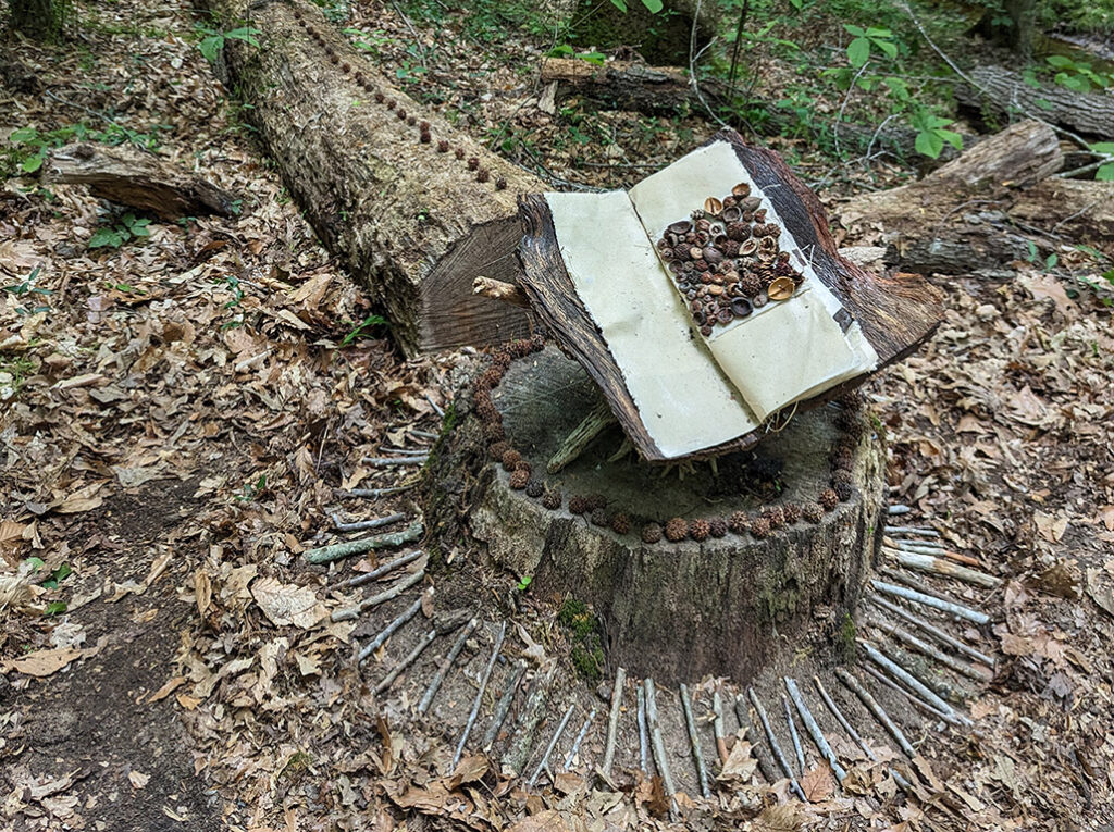 Secret Language of Trees: the Understory, book art sculpture by Bridgette Guerzon Mills