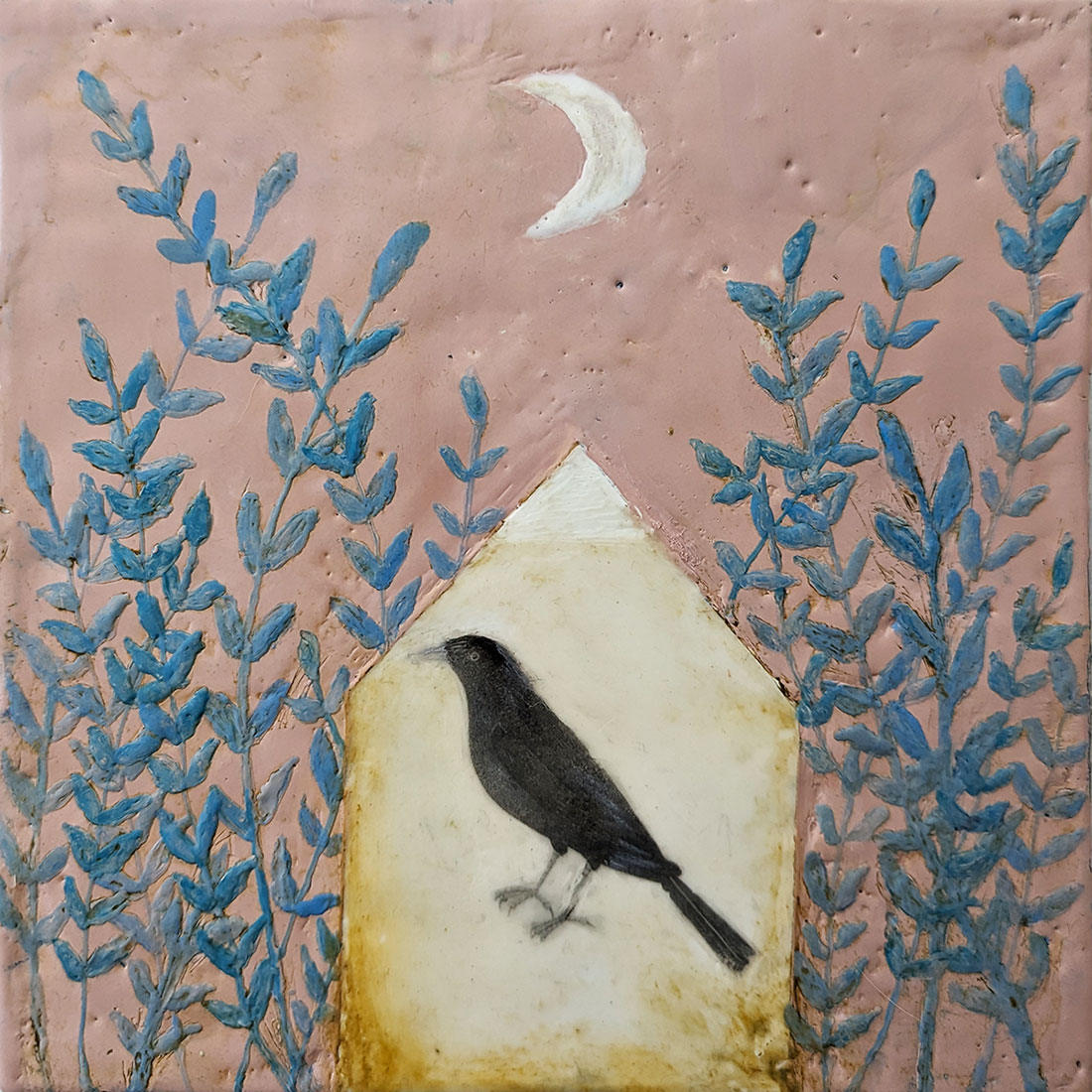 Dwell In the Light is an encaustic mixed media painting by Bridgette Guerzon Mills