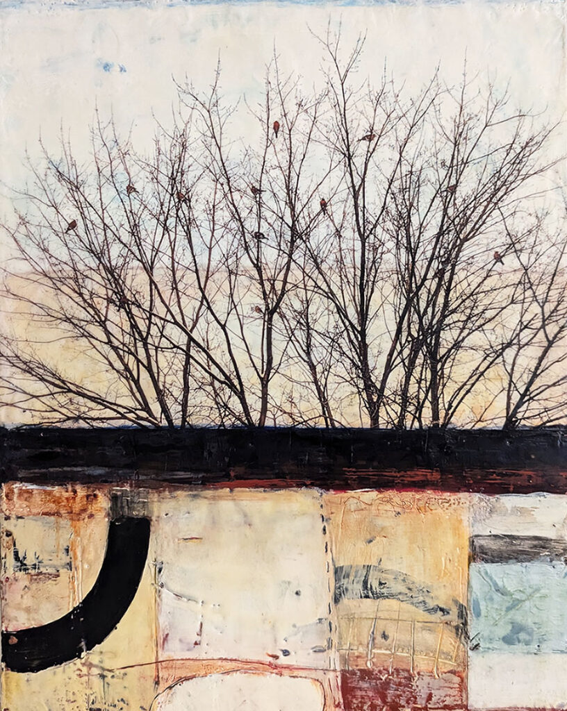 Renewal, encaustic mixed media by Bridgette Guerzon Mills