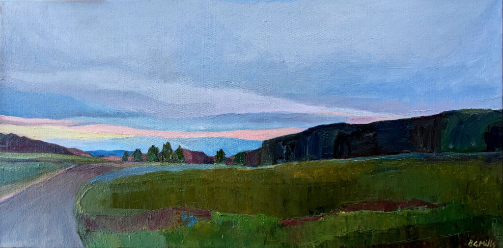 "As Dawn Broke" is an oil painting on canvas by Bridgette Guerzon Mills.