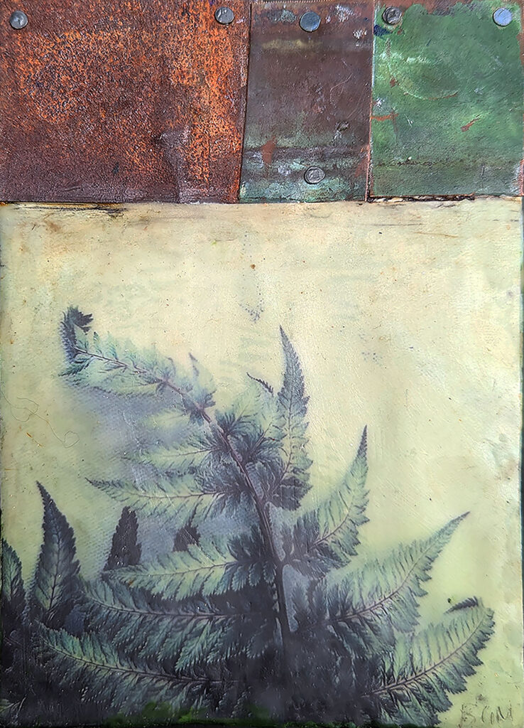 Lessons of Endurance is an encaustic mixed media piece by Bridgette Guerzon Mills