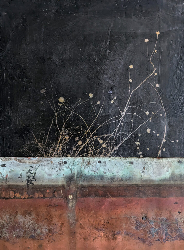 Integration of Duality, I is an encaustic mixed media painting by Bridgette Guerzon Mills
