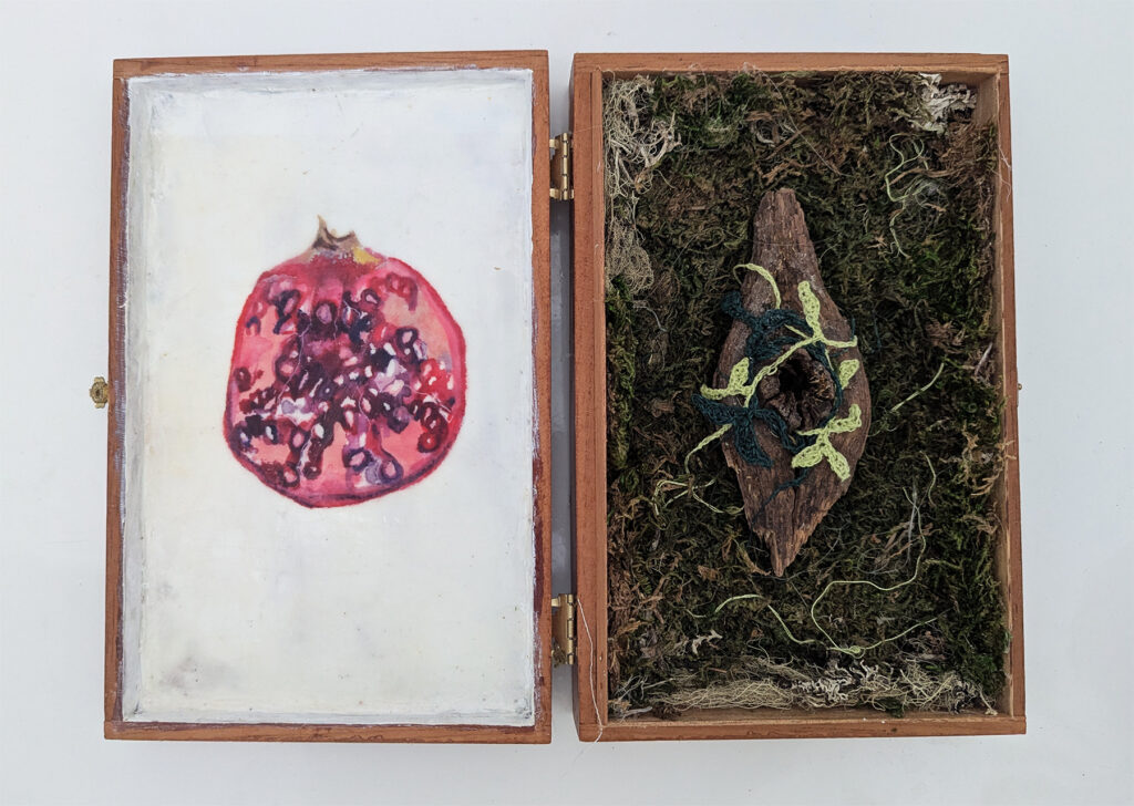 Origin Story is an assemblage piece by Bridgette Guerzon Mills