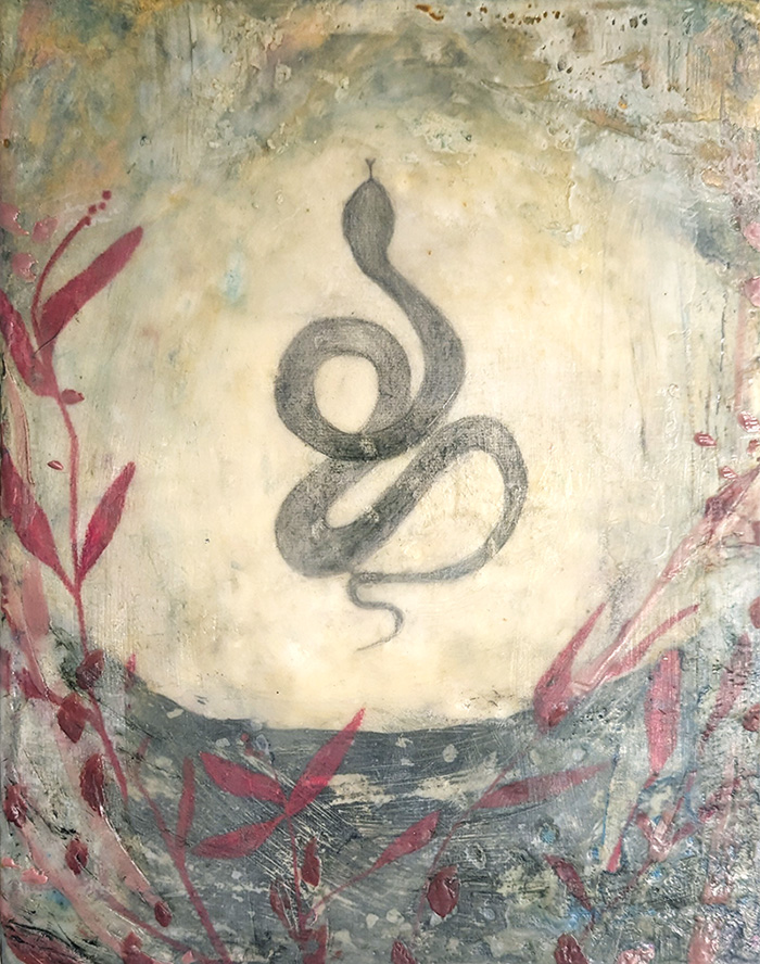renewal, encaustic mixed media by Bridgette Guerzon Mills