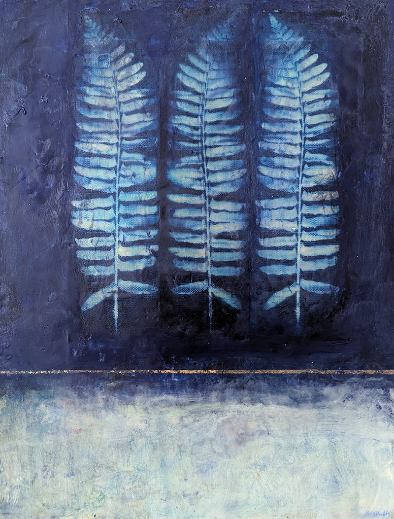 Trinity is an encaustic mixed media painting by Bridgette Guerzon Mills