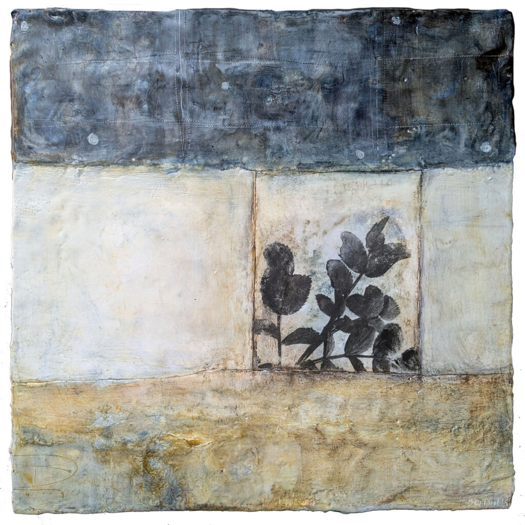 Revisiting Lessons from the Prairie is an encaustic mixed media painting by Bridgette Guerzon Mills