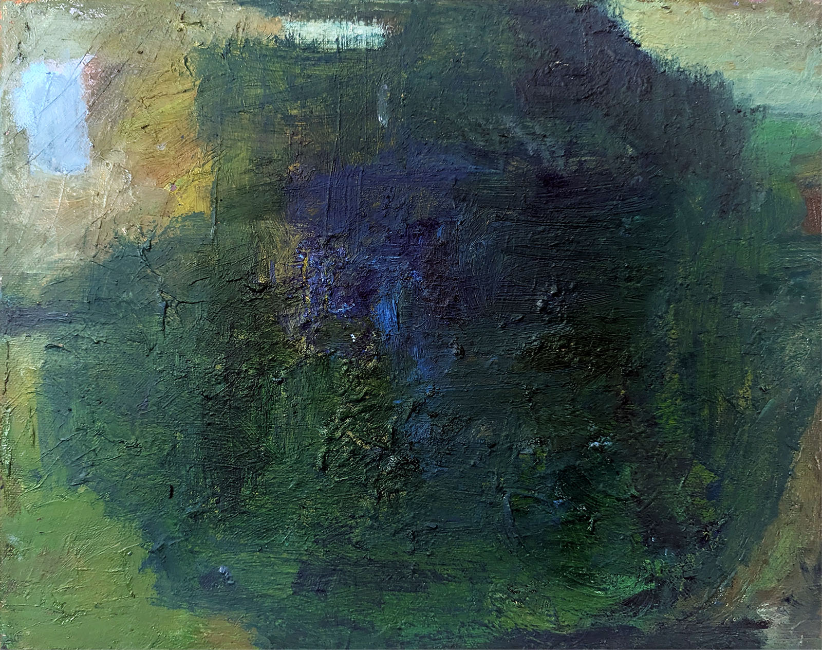 Greener On the Inside is an abstract oil painting by Bridgette Guerzon Mills