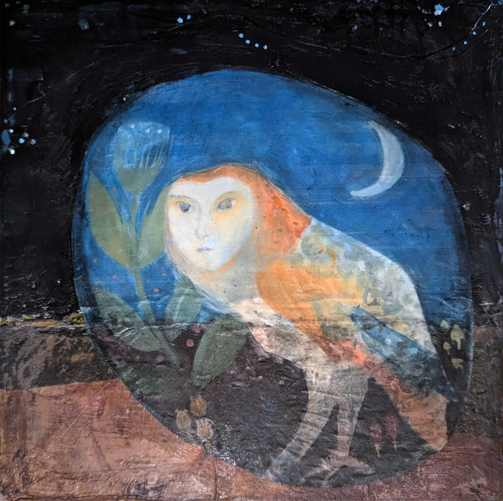 Shapeshifter is an encaustic mixed media painting by Bridgette Guerzon Mills