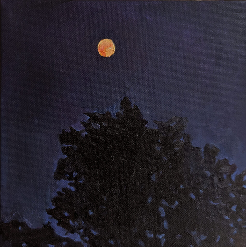Orange Moon, oil on canvas, by Bridgette Guerzon Mills