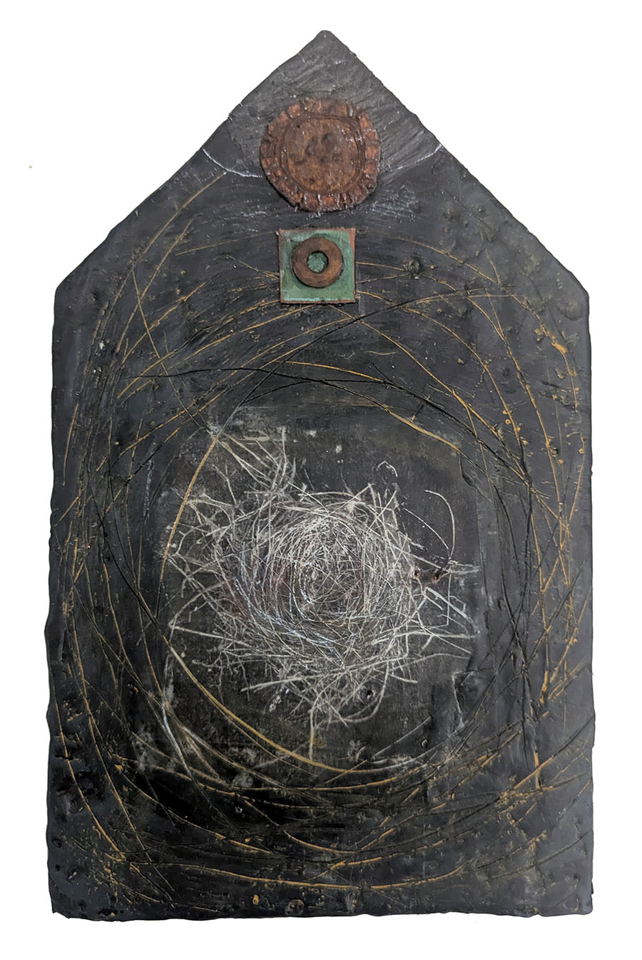 Weaving the Round is an encaustic mixed media Guerzon Mills